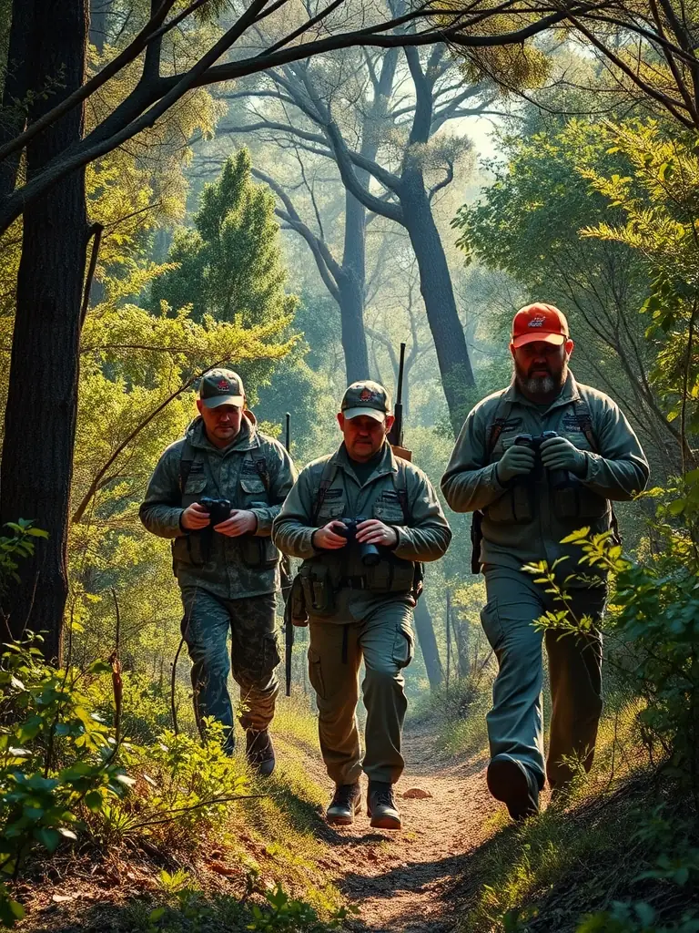 A photo of guards working with local authorities to monitor and protect wildlife habitats in a protected area of Normandy.