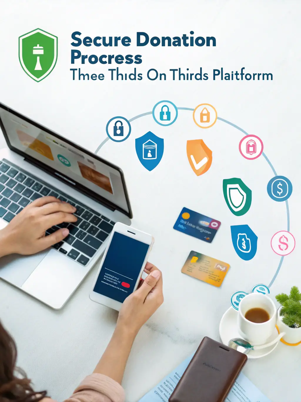 A visually appealing image of a secure online donation portal, emphasizing the ease and security of donating to the association.