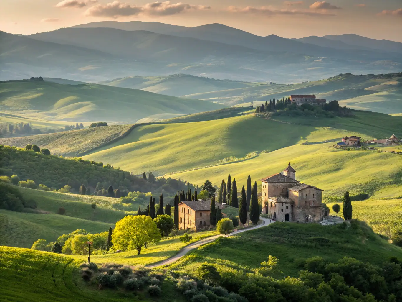 A serene landscape of the Normandy countryside, featuring lush green fields, a winding river, and diverse wildlife, symbolizing the natural heritage the association is committed to protecting.