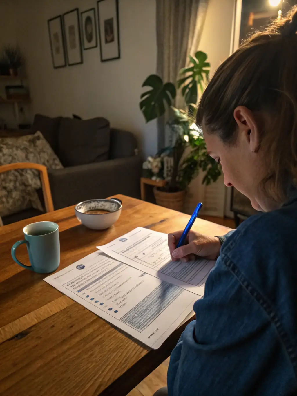 A close-up shot of a person filling out a membership application form, highlighting the benefits of becoming a member of the association.